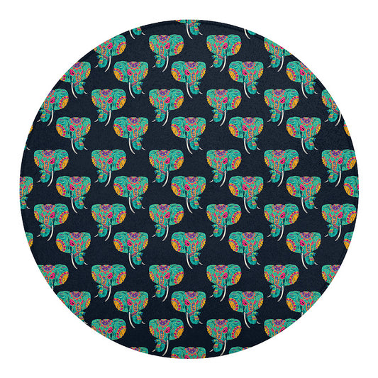 Indian Tribal Elephant Pattern Print Round Blanket