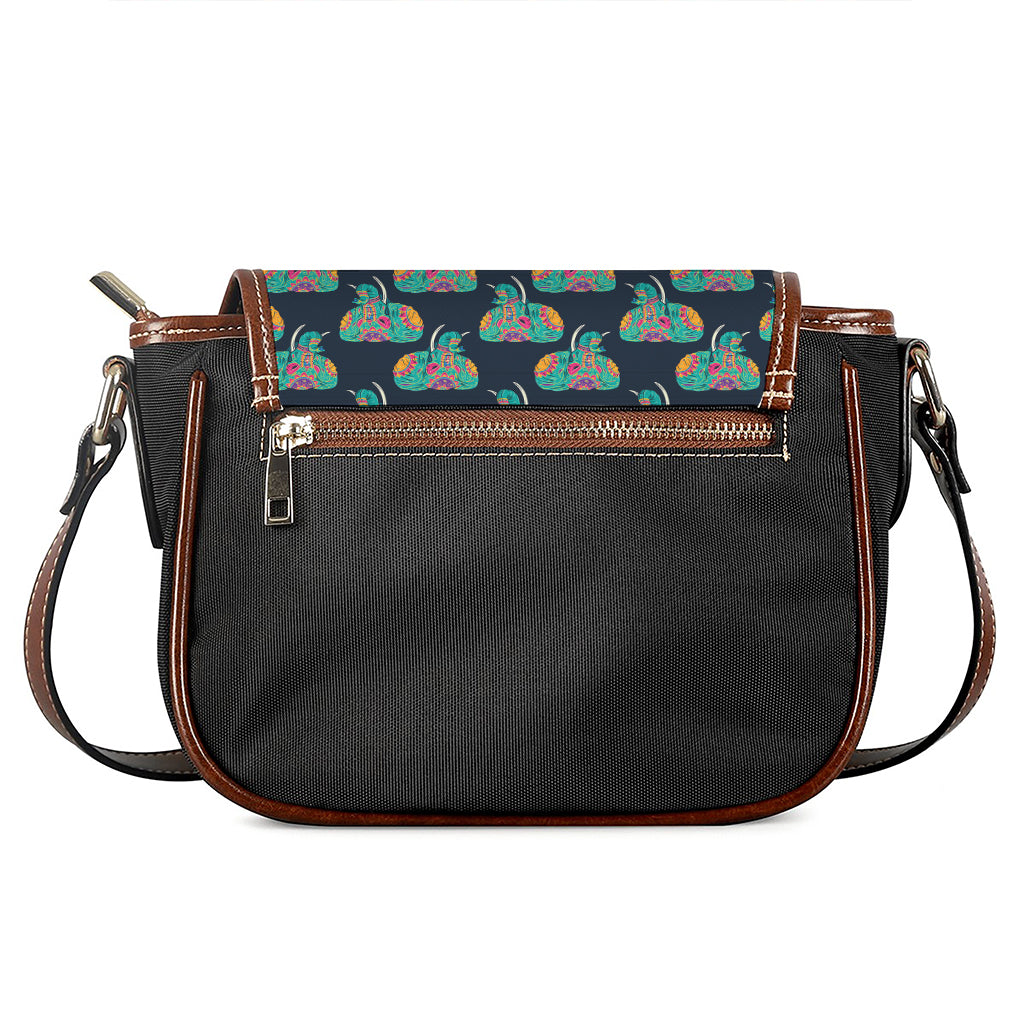 Indian Tribal Elephant Pattern Print Saddle Bag