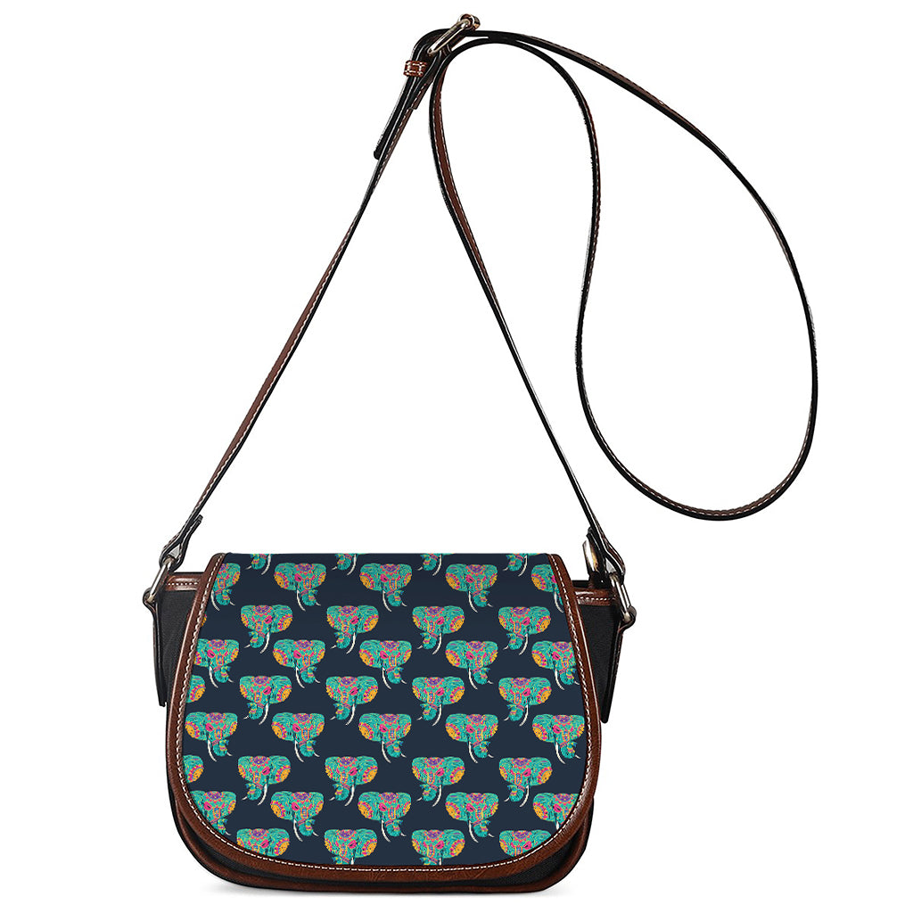 Indian Tribal Elephant Pattern Print Saddle Bag