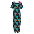 Indian Tribal Elephant Pattern Print Short Sleeve Long Nightdress