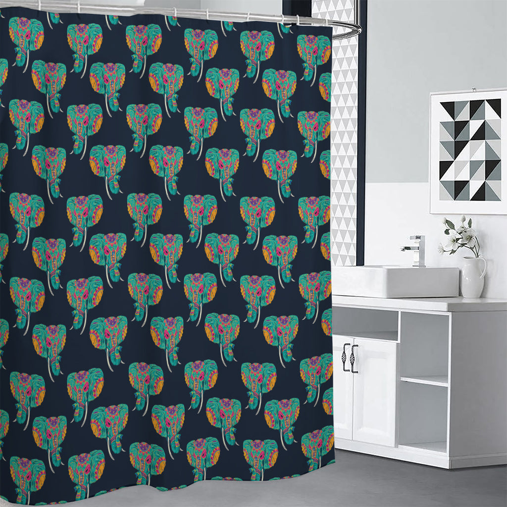 Indian Tribal Elephant Pattern Print Shower Curtain