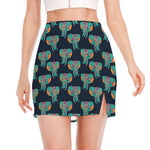 Indian Tribal Elephant Pattern Print Side Slit Mini Skirt