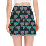 Indian Tribal Elephant Pattern Print Side Slit Mini Skirt