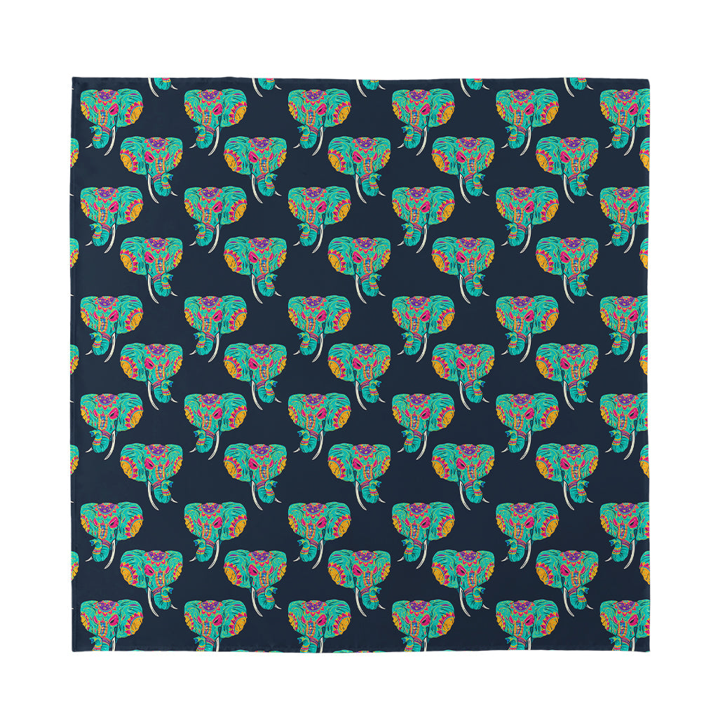 Indian Tribal Elephant Pattern Print Silk Bandana