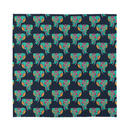 Indian Tribal Elephant Pattern Print Silk Bandana