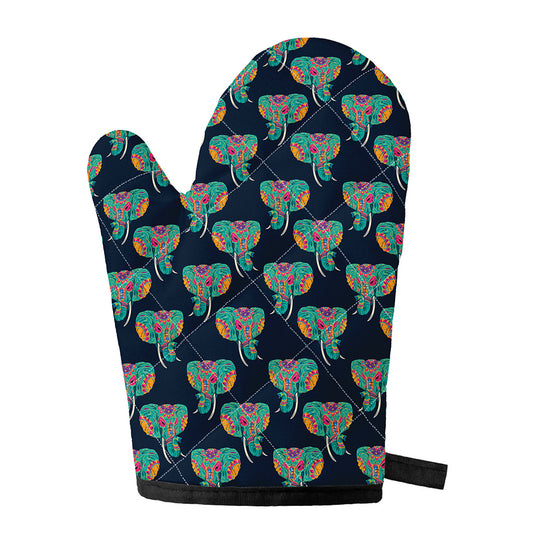 Indian Tribal Elephant Pattern Print Single Oven Mitt