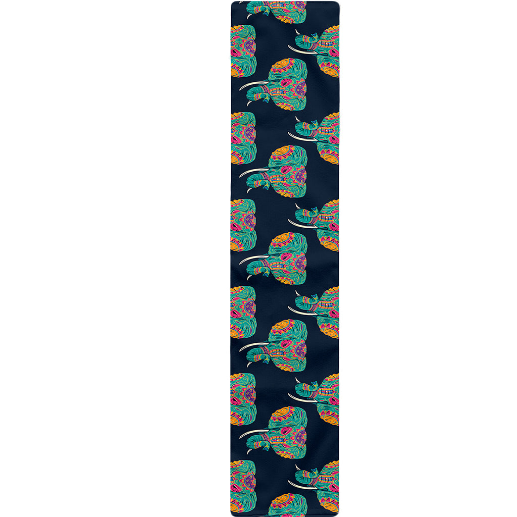 Indian Tribal Elephant Pattern Print Table Runner