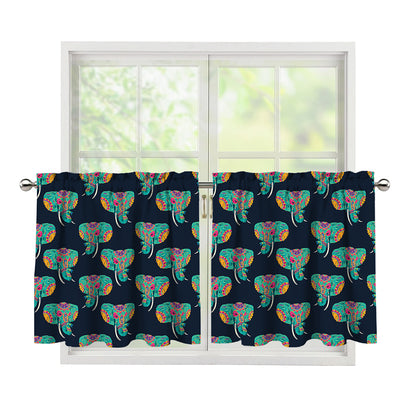 Indian Tribal Elephant Pattern Print Tier Curtains