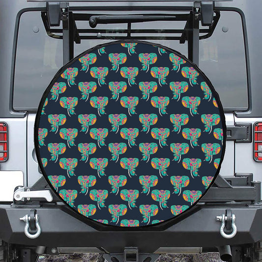 Indian Tribal Elephant Pattern Print Tire Cover