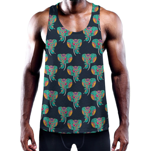 Indian Tribal Elephant Pattern Print Training Tank Top