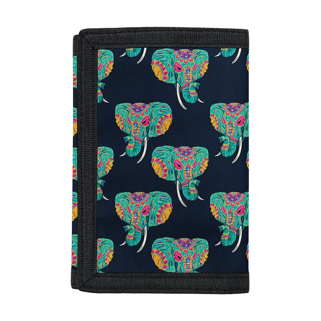 Indian Tribal Elephant Pattern Print Trifold Wallet