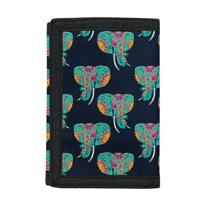 Indian Tribal Elephant Pattern Print Trifold Wallet