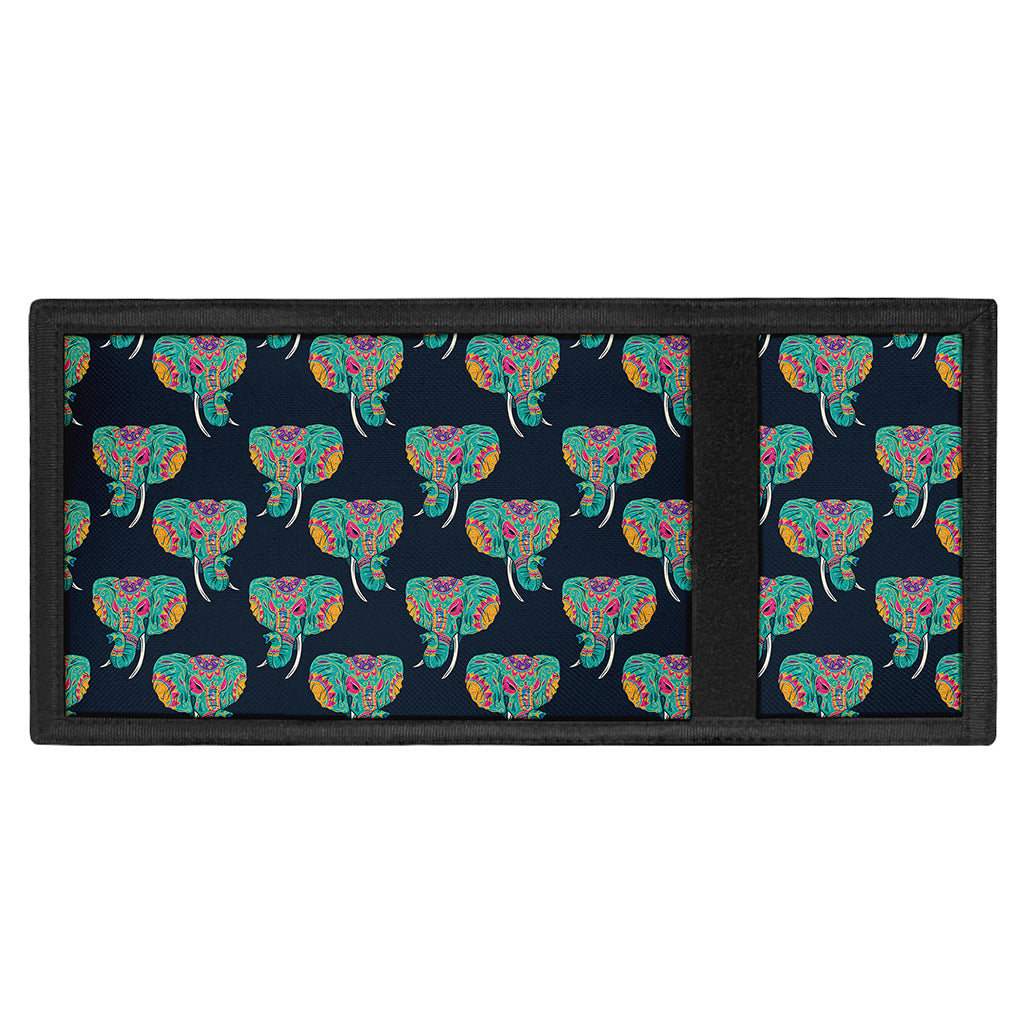 Indian Tribal Elephant Pattern Print Trifold Wallet