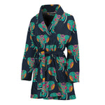 Indian Tribal Elephant Pattern Print Women's Bathrobe