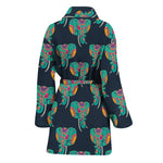 Indian Tribal Elephant Pattern Print Women's Bathrobe