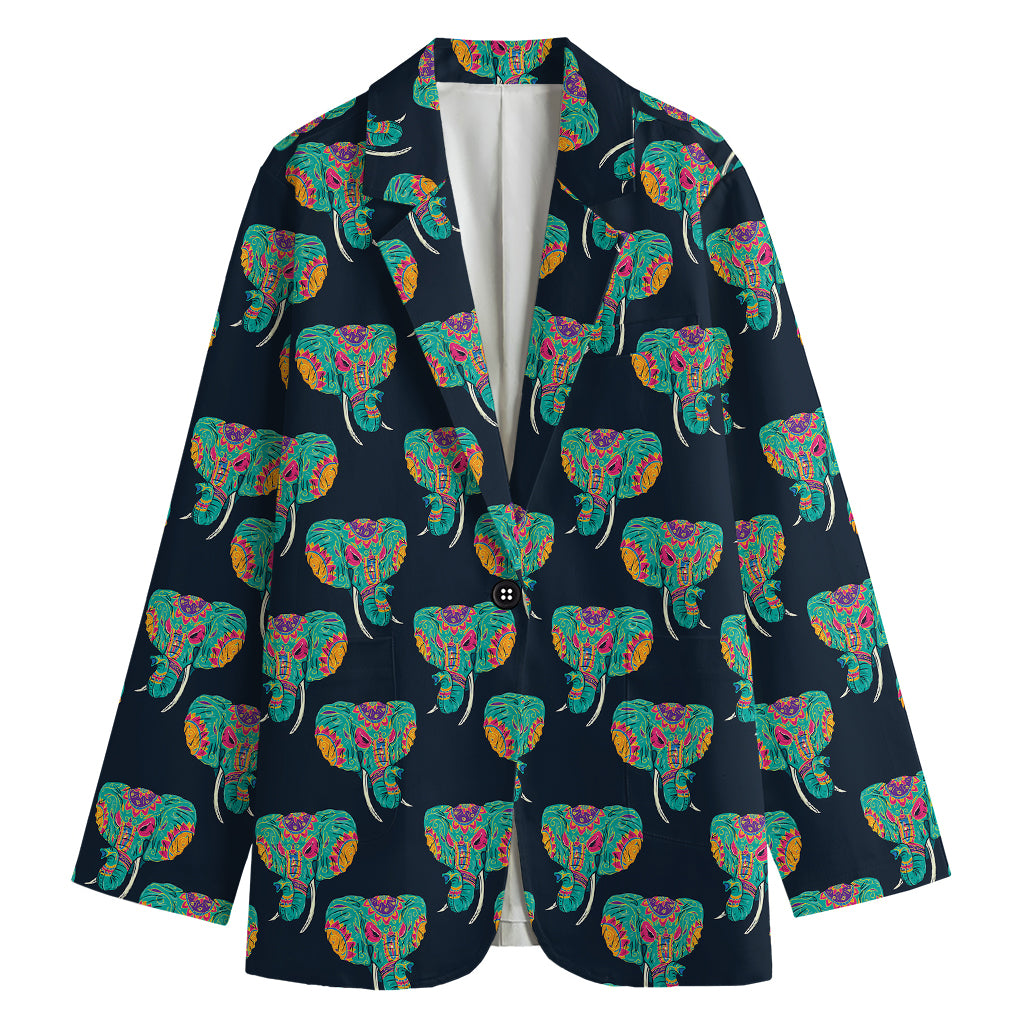 Indian Tribal Elephant Pattern Print Women's Blazer