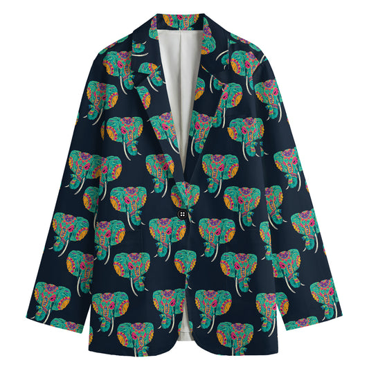 Indian Tribal Elephant Pattern Print Women's Blazer