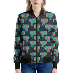 Indian Tribal Elephant Pattern Print Women's Bomber Jacket