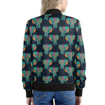 Indian Tribal Elephant Pattern Print Women's Bomber Jacket