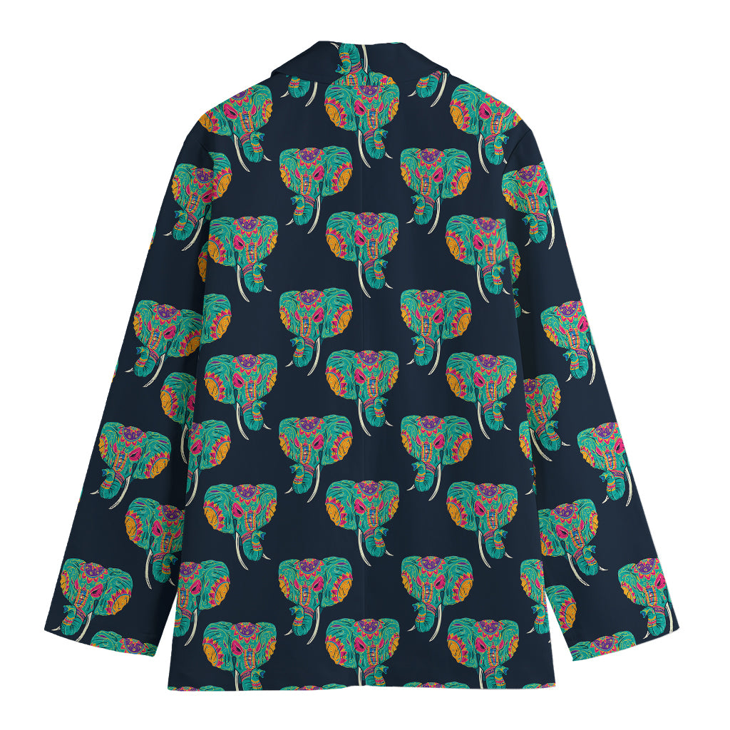 Indian Tribal Elephant Pattern Print Women's Cotton Blazer