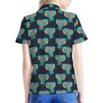 Indian Tribal Elephant Pattern Print Women's Polo Shirt
