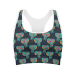 Indian Tribal Elephant Pattern Print Women's Sports Bra