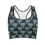 Indian Tribal Elephant Pattern Print Women's Sports Bra