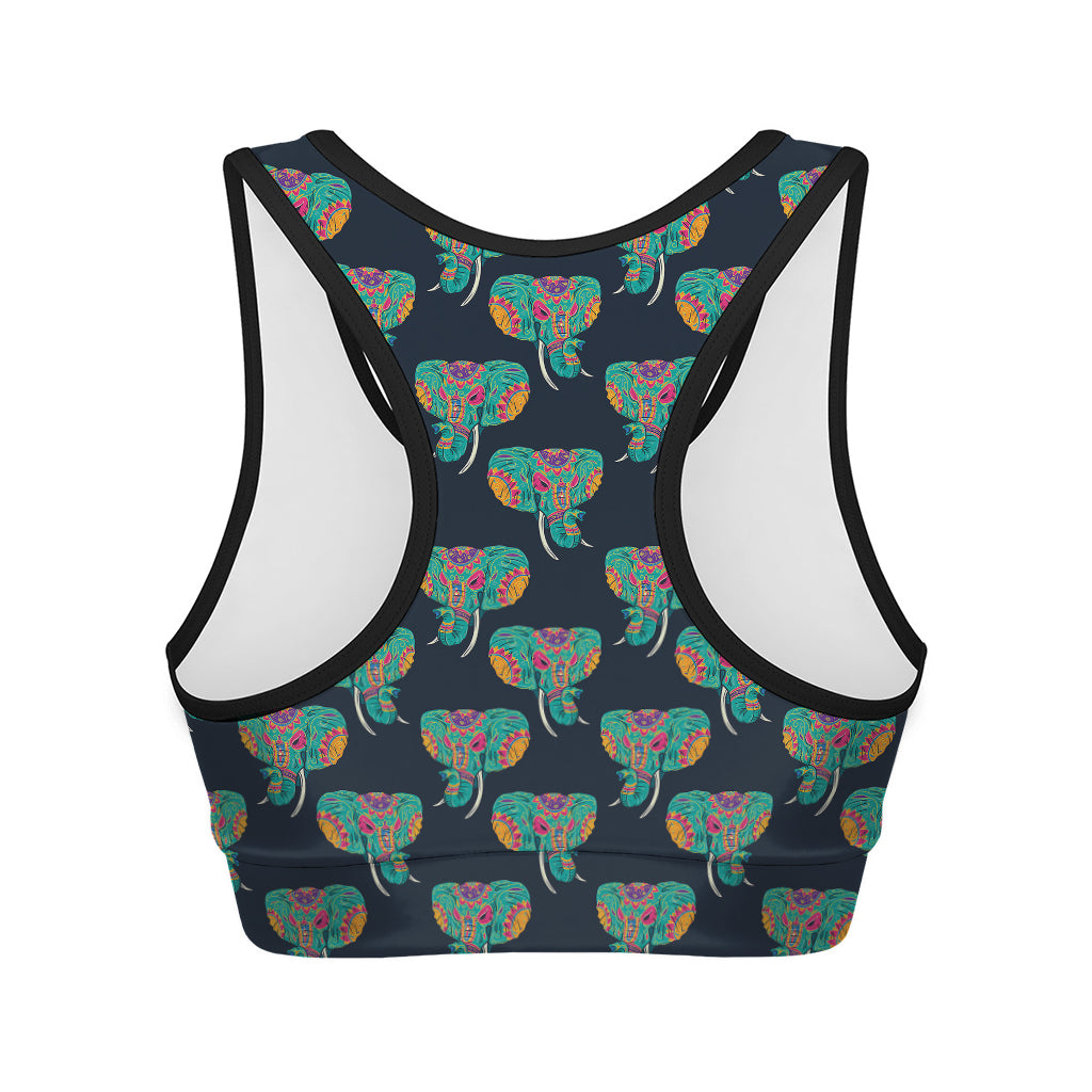 Indian Tribal Elephant Pattern Print Women's Sports Bra