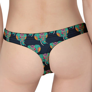 Indian Tribal Elephant Pattern Print Women's Thong