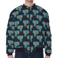 Indian Tribal Elephant Pattern Print Zip Sleeve Bomber Jacket