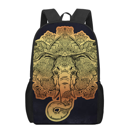 Indian Tribal Spiritual Elephant Print 17 Inch Backpack