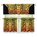 Indian Tribal Spiritual Elephant Print 3 Piece Kitchen Curtains