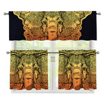 Indian Tribal Spiritual Elephant Print 3 Piece Kitchen Curtains