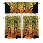 Indian Tribal Spiritual Elephant Print 3 Piece Kitchen Curtains