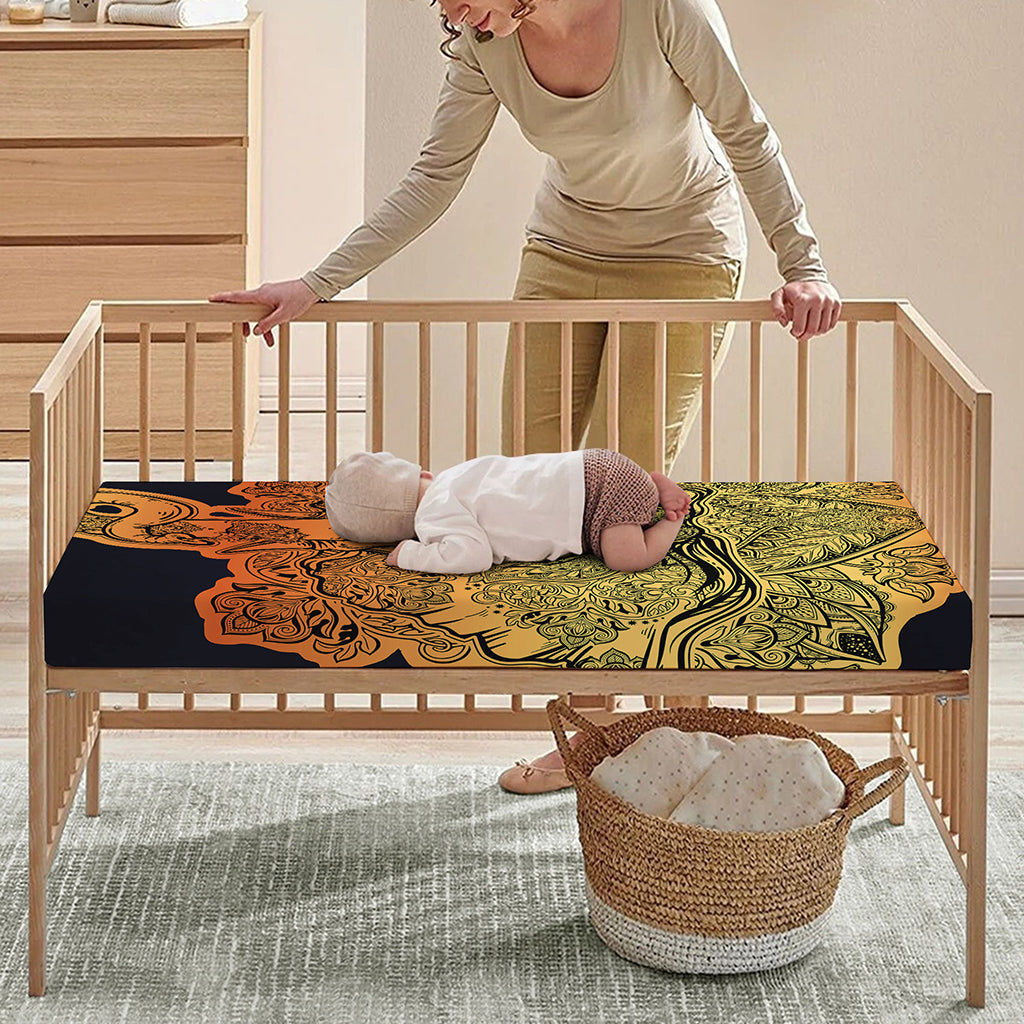 Indian Tribal Spiritual Elephant Print Baby Crib Sheet