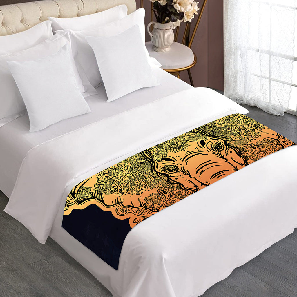 Indian Tribal Spiritual Elephant Print Bed Runner