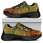 Indian Tribal Spiritual Elephant Print Black Chunky Shoes