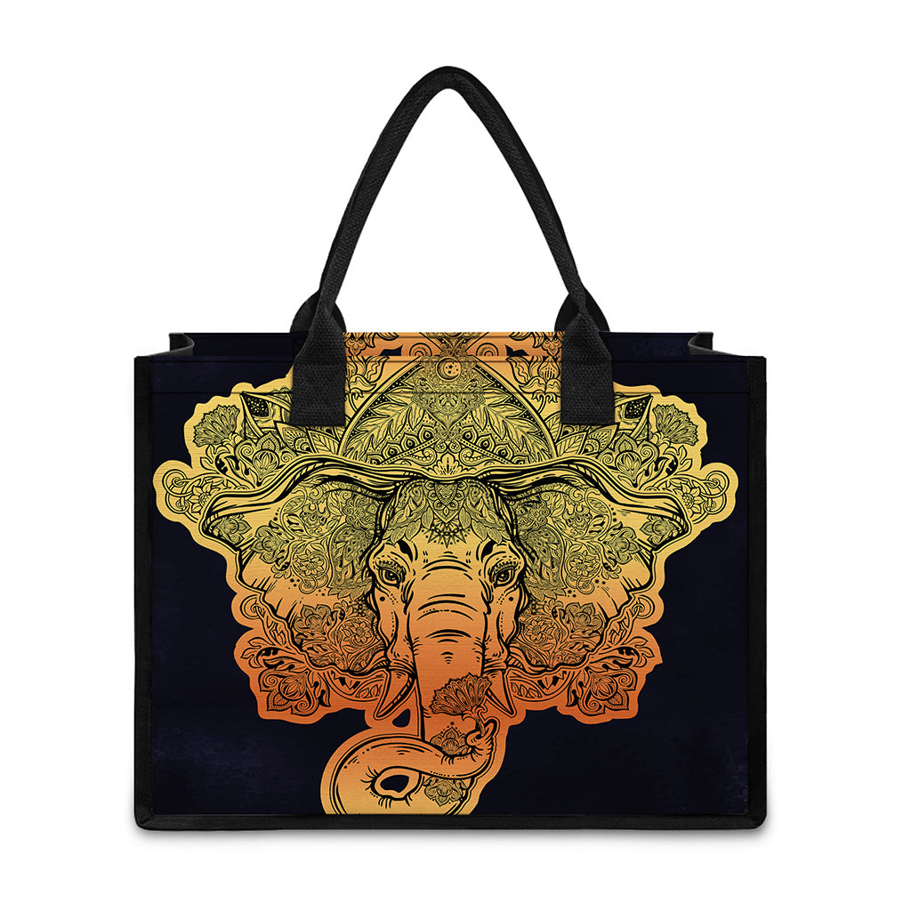 Indian Tribal Spiritual Elephant Print Canvas Tote Bag