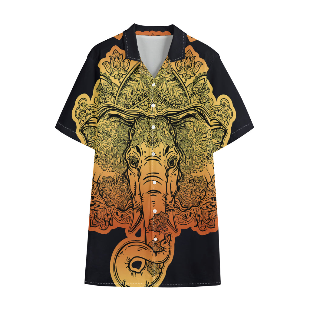 Indian Tribal Spiritual Elephant Print Cotton Hawaiian Shirt