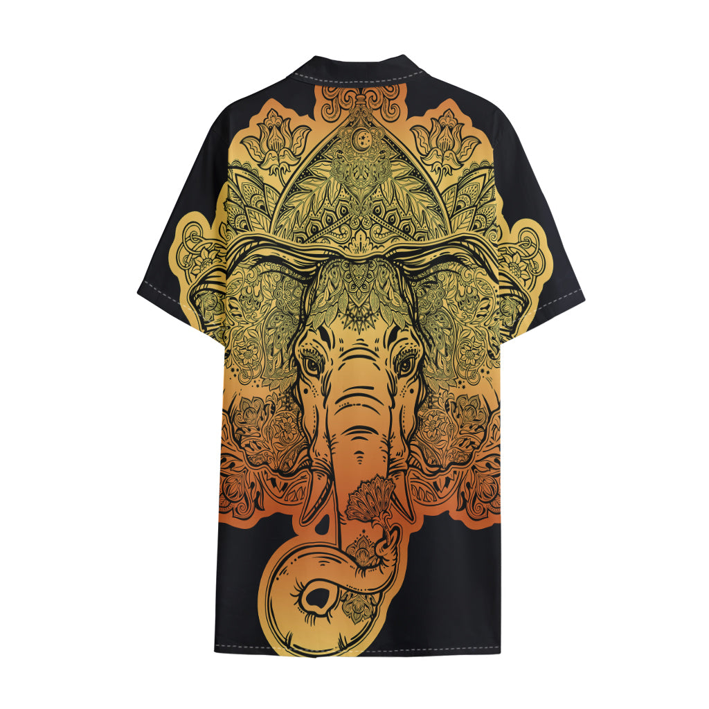 Indian Tribal Spiritual Elephant Print Cotton Hawaiian Shirt