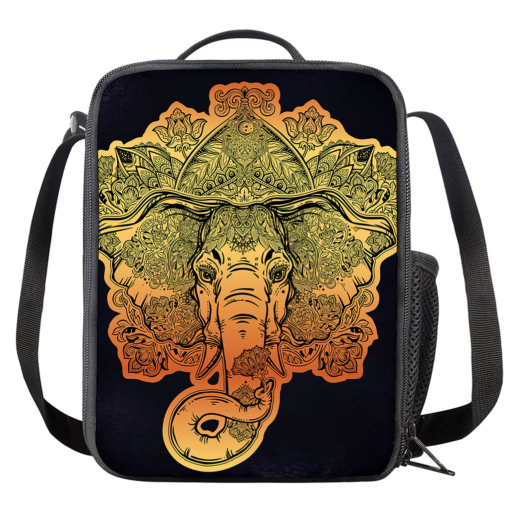 Indian Tribal Spiritual Elephant Print Crossbody Lunch Bag