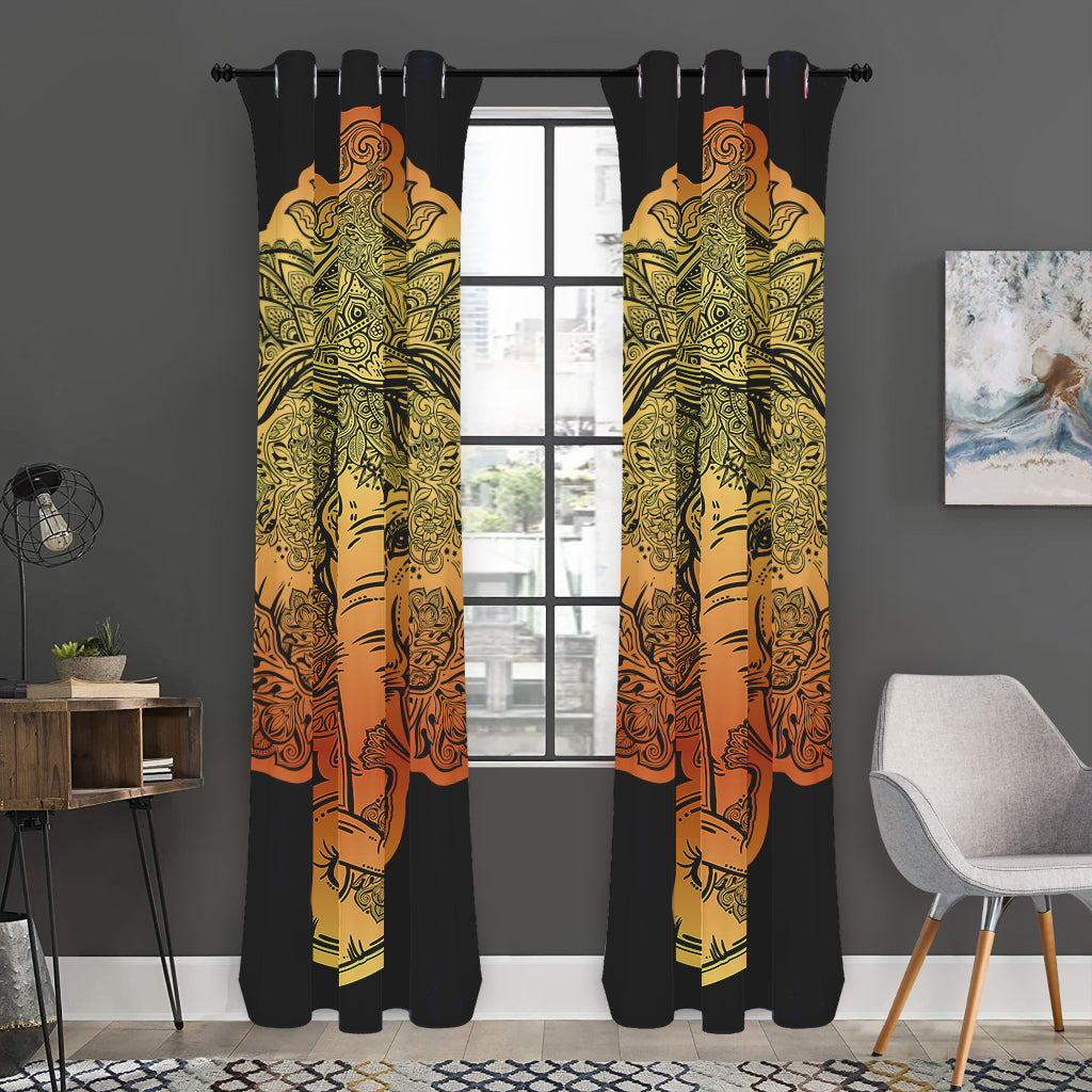 Indian Tribal Spiritual Elephant Print Curtain