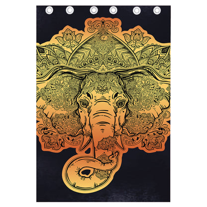 Indian Tribal Spiritual Elephant Print Curtain