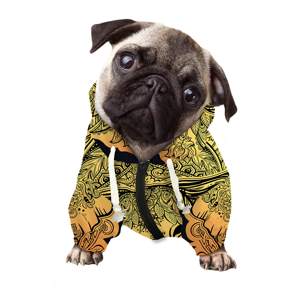 Indian Tribal Spiritual Elephant Print Dog Zip Up Hoodie