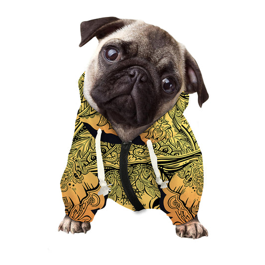 Indian Tribal Spiritual Elephant Print Dog Zip Up Hoodie