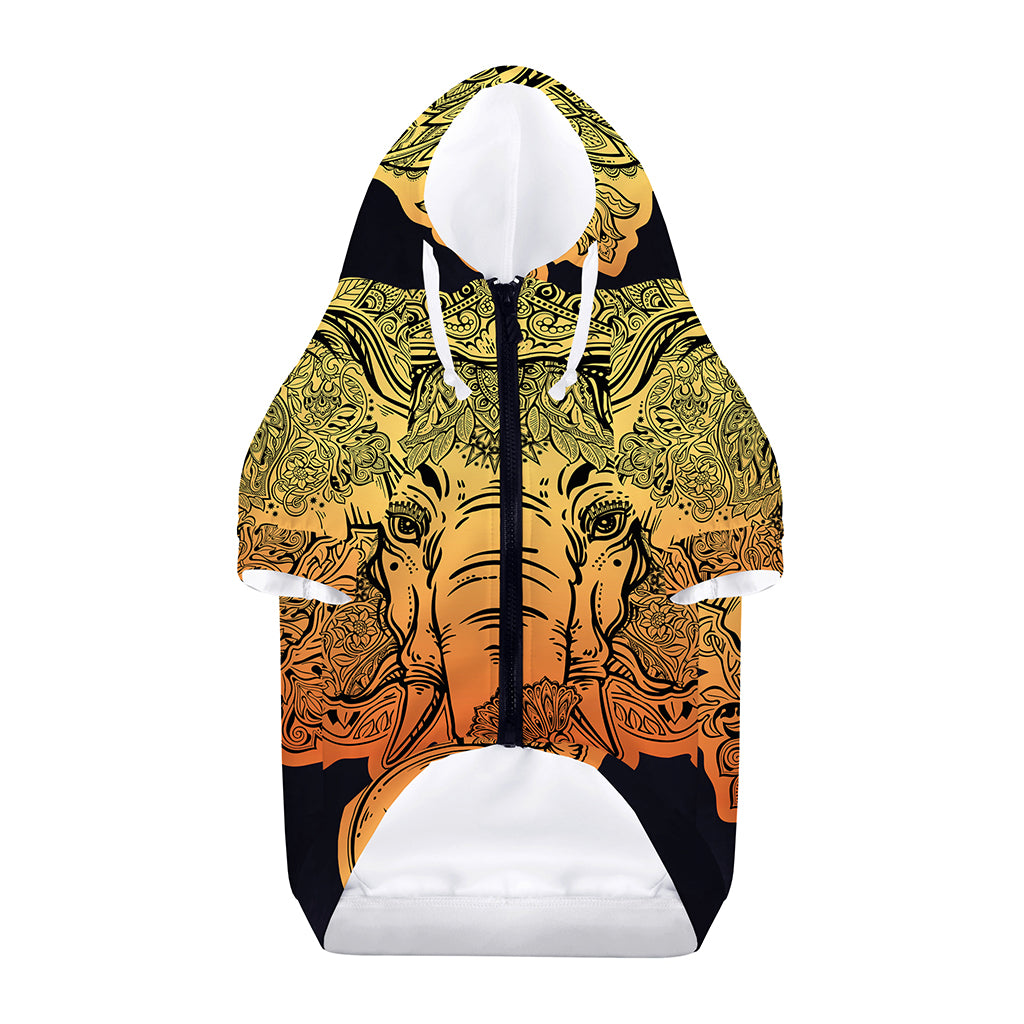 Indian Tribal Spiritual Elephant Print Dog Zip Up Hoodie