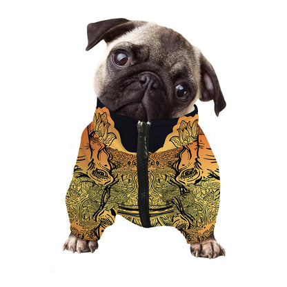 Indian Tribal Spiritual Elephant Print Dog Zip Up Jacket