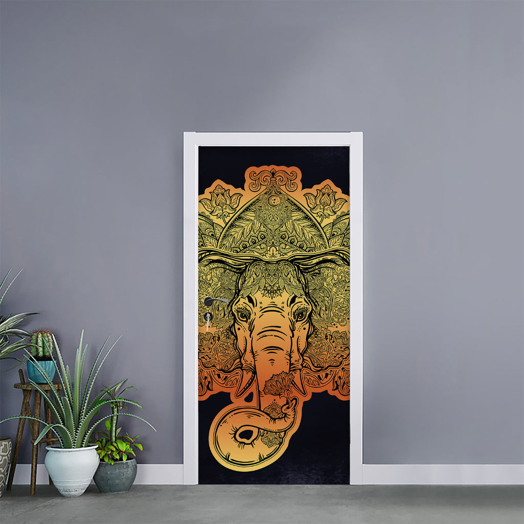 Indian Tribal Spiritual Elephant Print Door Sticker