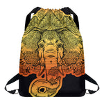 Indian Tribal Spiritual Elephant Print Drawstring Backpack