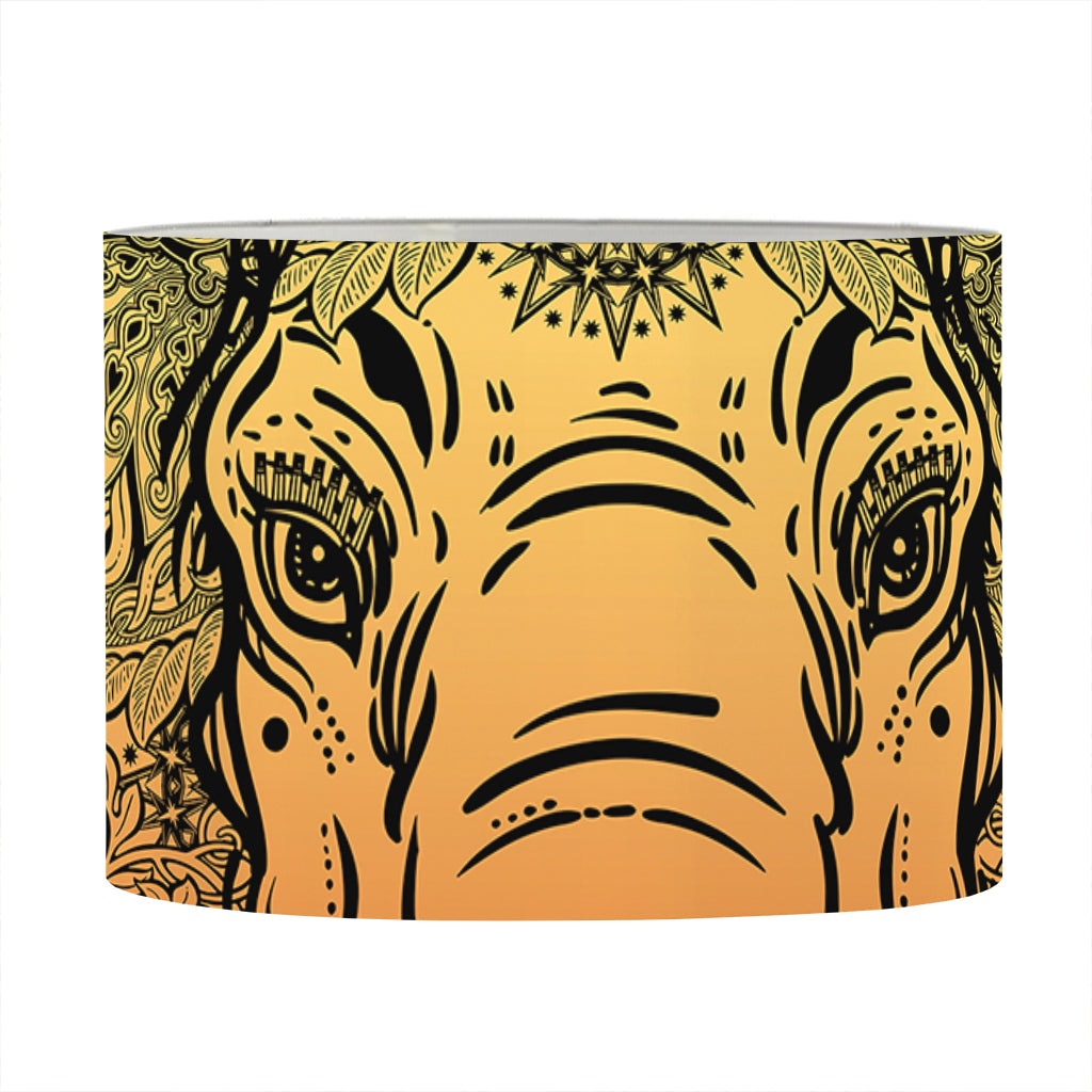 Indian Tribal Spiritual Elephant Print Drum Lamp Shade